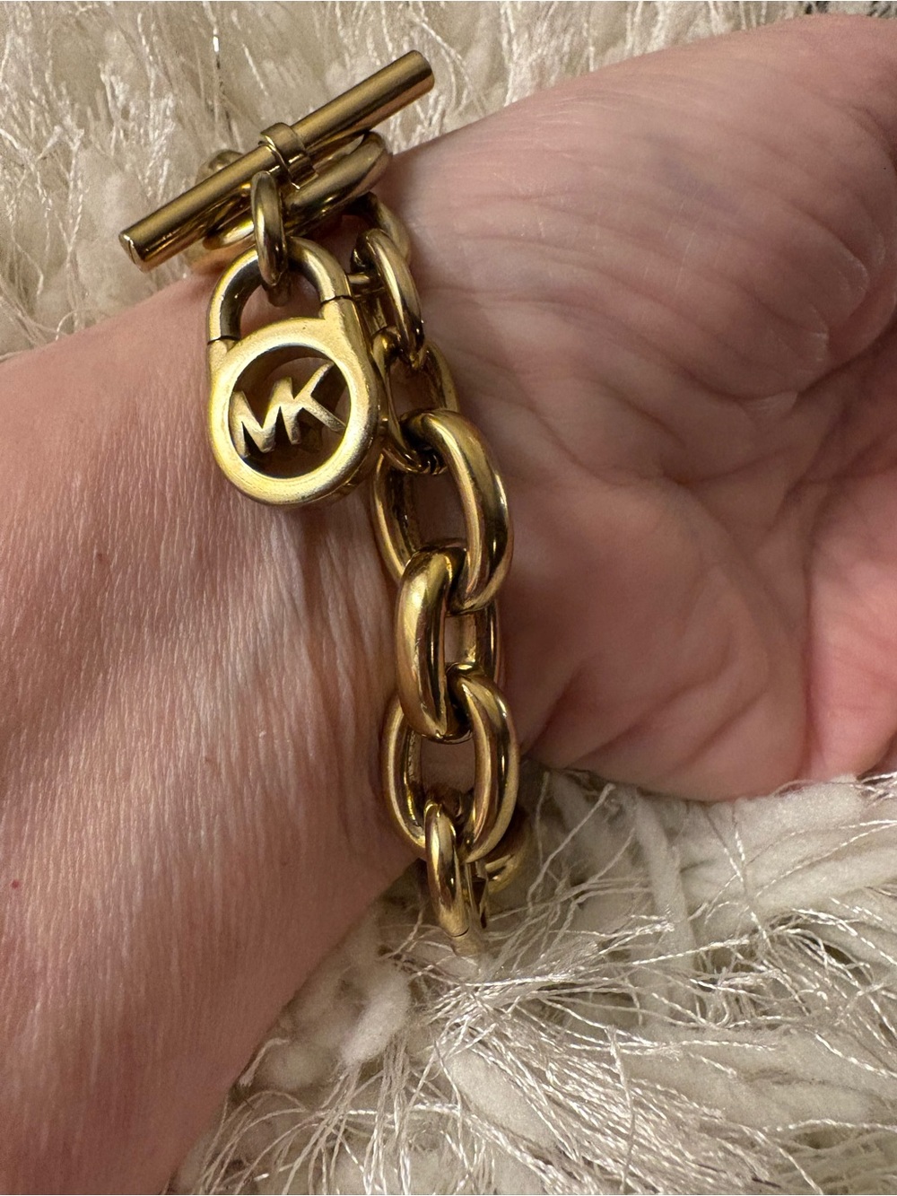 Michael Kors Gold Chain Link Bracelet with MK Charm